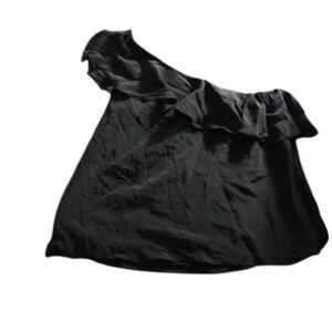 Anthropologie Black One-Shoulder Ruffle Top